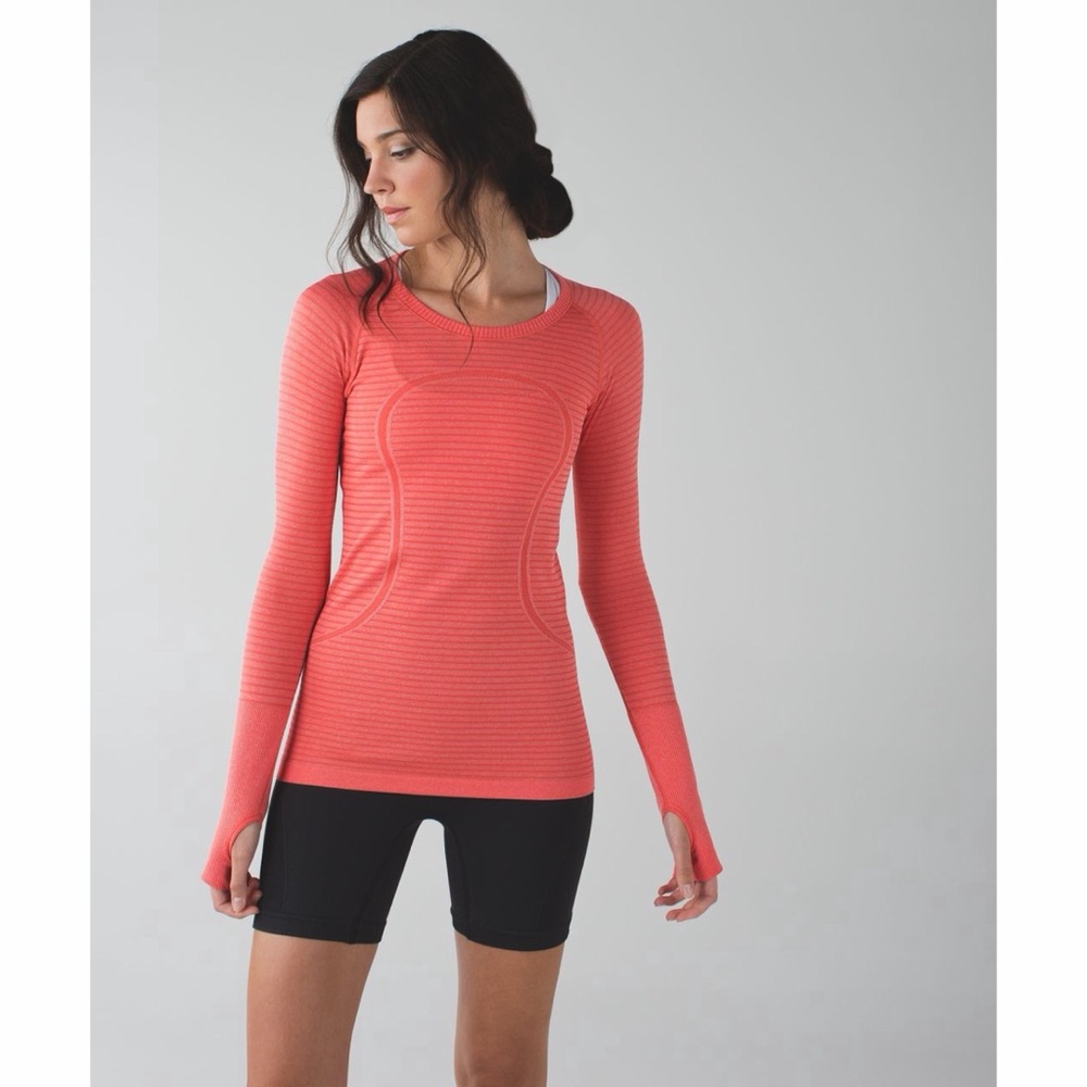 Lululemon Swiftly Tech Long Sleeve Crew Heathered Alarming Size 12